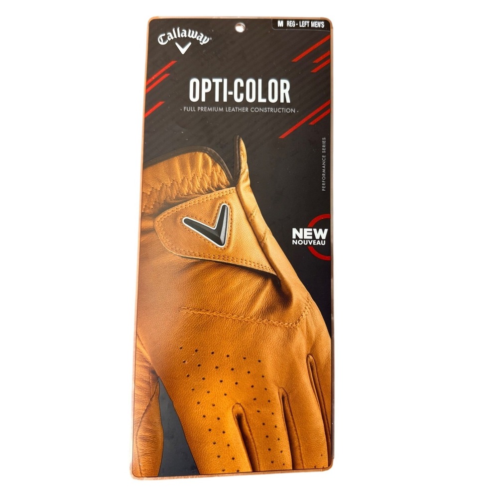 Callaway Opti-Color Mens Golf Glove Medium Left Hand Tan Leather 5319313_N0 NEW